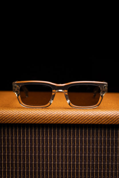 Johann Wolff Sunglasses - Konrad in Champagne w/ Green Polarized Lenses