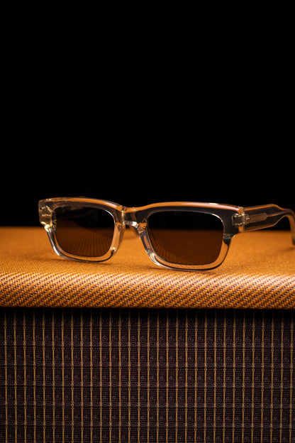 Johann Wolff Sunglasses - Konrad in Champagne w/ Green Polarized Lenses