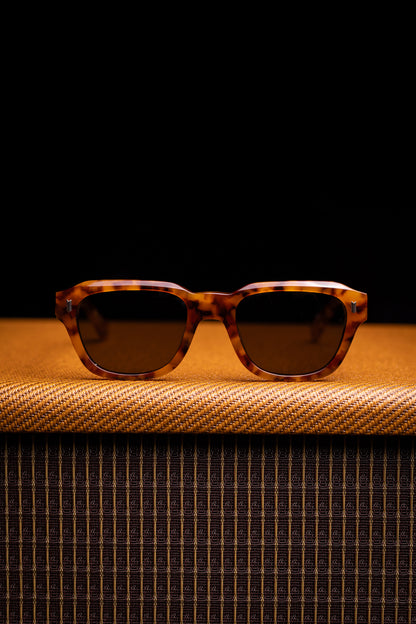 Johann Wolff Sunglasses - Dessau in Amber Tortoise w/ Green Lenses