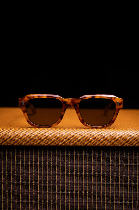 Johann Wolff Sunglasses - Dessau in Amber Tortoise w/ Green Lenses