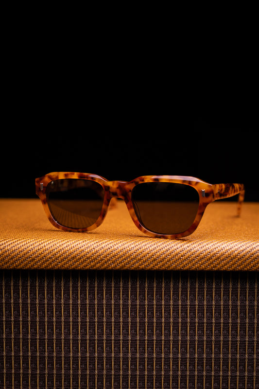 Johann Wolff Sunglasses - Dessau in Amber Tortoise w/ Green Lenses