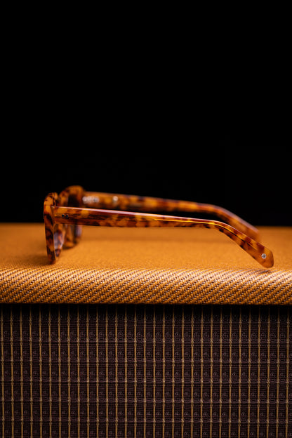 Johann Wolff Sunglasses - Dessau in Amber Tortoise w/ Green Lenses