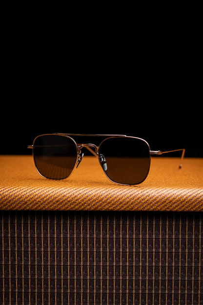 Johann Wolff Sunglasses - Flieger in Gold w/ Green Lenses