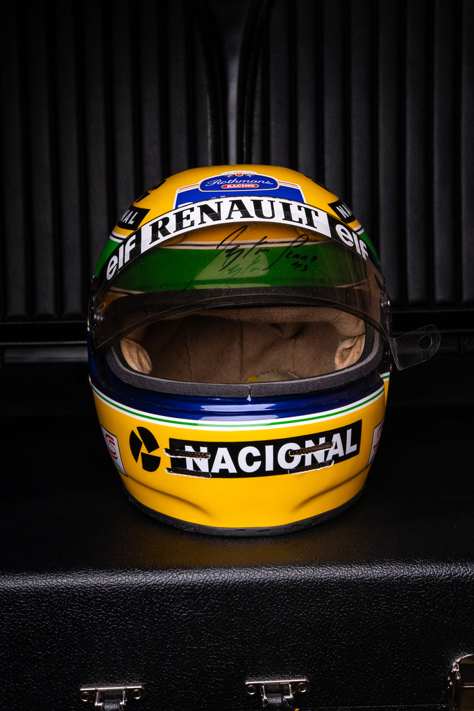 Ayrton Senna Replica Helmet Signed by Ayrton Senna, Damon Hill, Sebastian Vettel and Pierre Gasly Imola