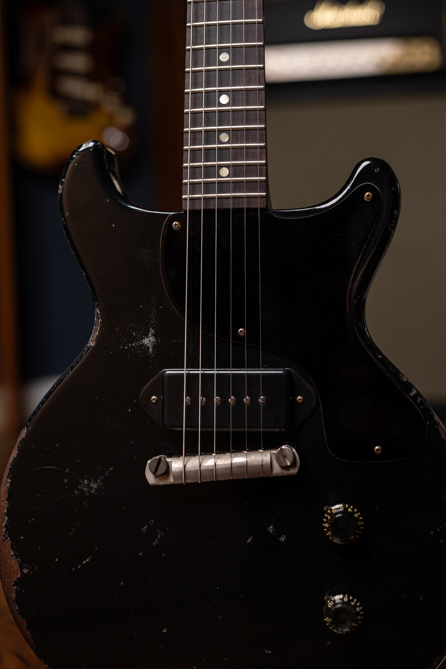 Gibson Custom Shop 1960 Les Paul Junior Double Cut Reissue Murphy Lab Ultra Heavy Aged Electric Guitar - Ebony