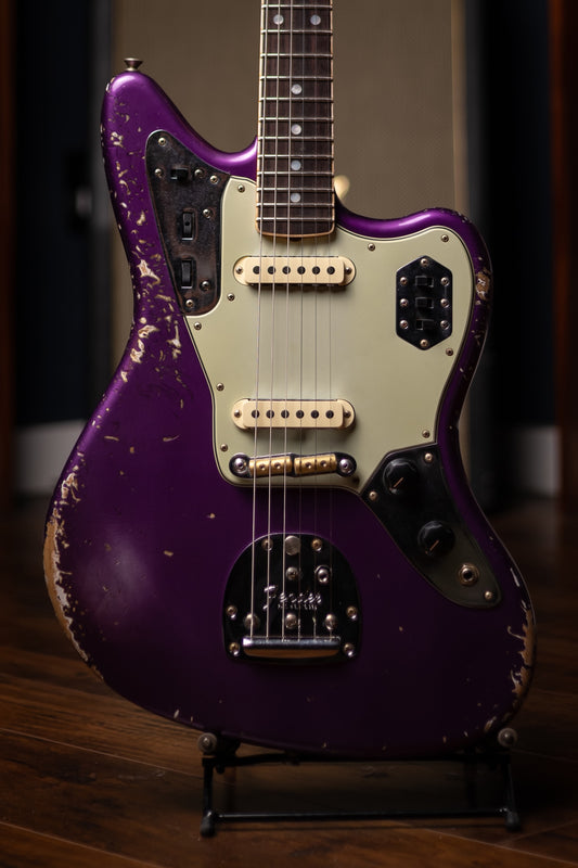Fender Custom Shop 1965 Jaguar Heavy Relic Electric Guitar - Faded Purple Metallic