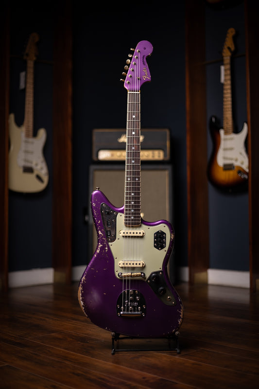 Fender Custom Shop 1965 Jaguar Heavy Relic Electric Guitar - Faded Purple Metallic
