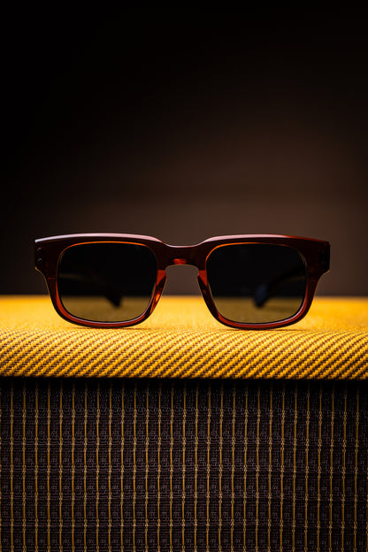 Johann Wolff Sunglasses - Martin in Hickory w/ Blue Lenses