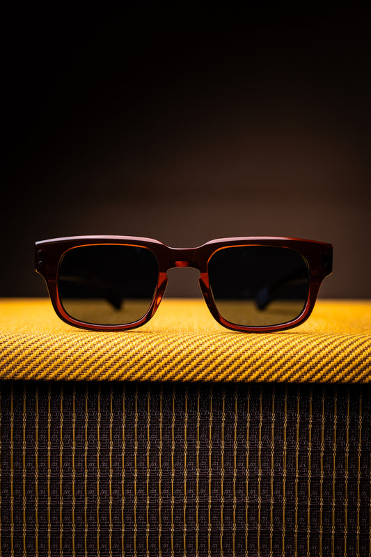 Johann Wolff Sunglasses - Martin in Hickory w/ Blue Lenses