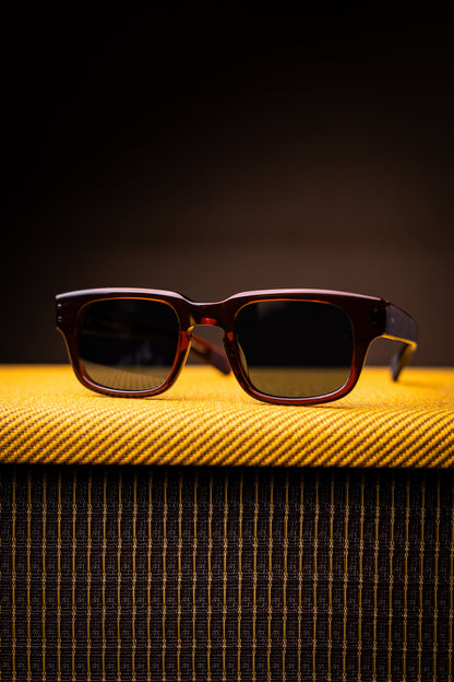 Johann Wolff Sunglasses - Martin in Hickory w/ Blue Lenses