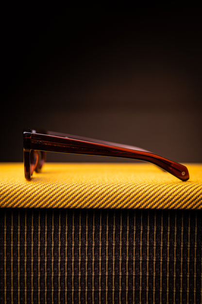 Johann Wolff Sunglasses - Martin in Hickory w/ Blue Lenses