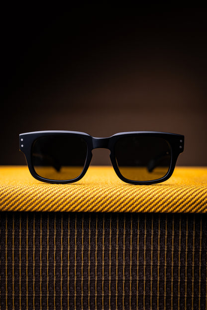 Johann Wolff Sunglasses - Martin in Matte Black w/ Green Polarized Lenses