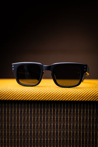 Johann Wolff Sunglasses - Martin in Matte Black w/ Green Polarized Lenses