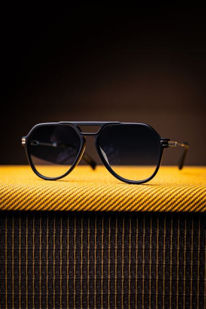 Johann Wolff Sunglasses - Bernau in Matte Black w/ Light Sky Blue Polarized Lenses