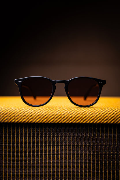Johann Wolff Sunglasses - Kepler in Matte Black w/ Light Burgundy Lenses