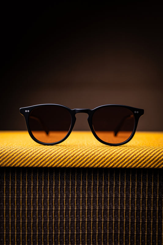 Johann Wolff Sunglasses - Kepler in Matte Black w/ Light Burgundy Lenses