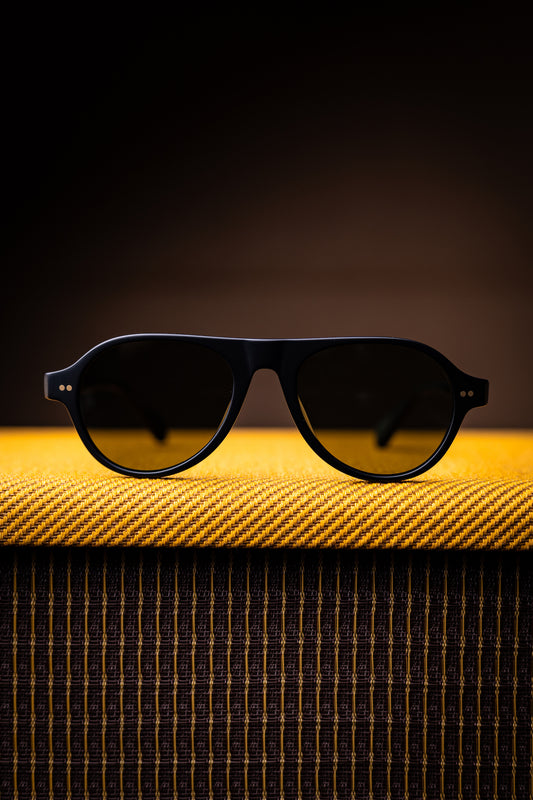 Johann Wolff Sunglasses - Schnell in Matte Black  w/ Green Lenses