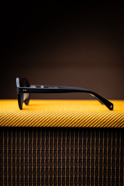 Johann Wolff Sunglasses - Schnell in Matte Black  w/ Green Lenses