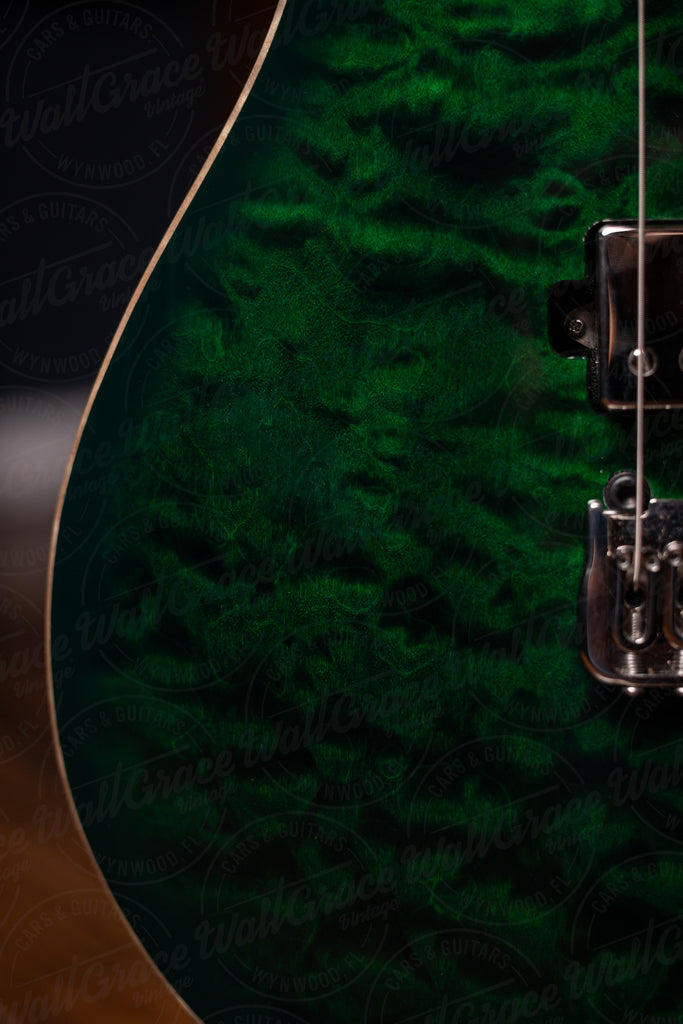 Carneglia Sublime Quilted Top Electric Guitar with Ebony Fretboard - Green Burst with Lambo Matte back
