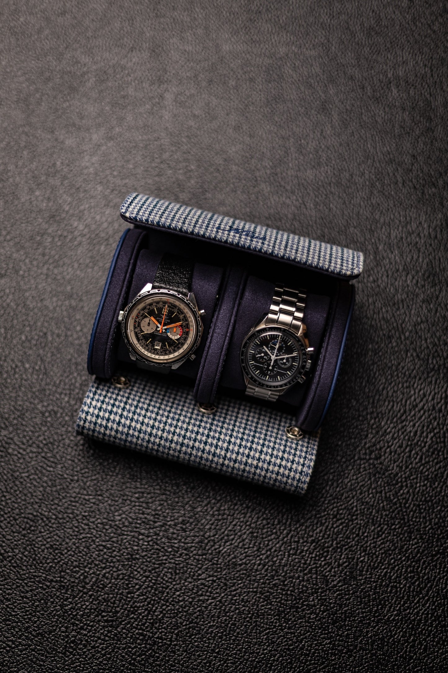 KRUK Grey/Blue Pepita 2-Watch Case