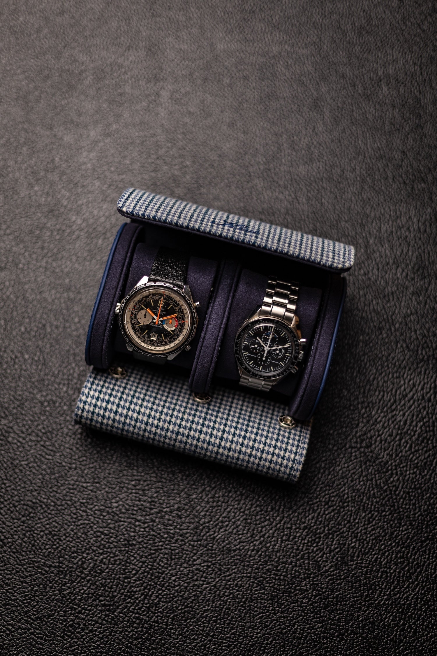 KRUK Grey/Blue Pepita 2-Watch Case