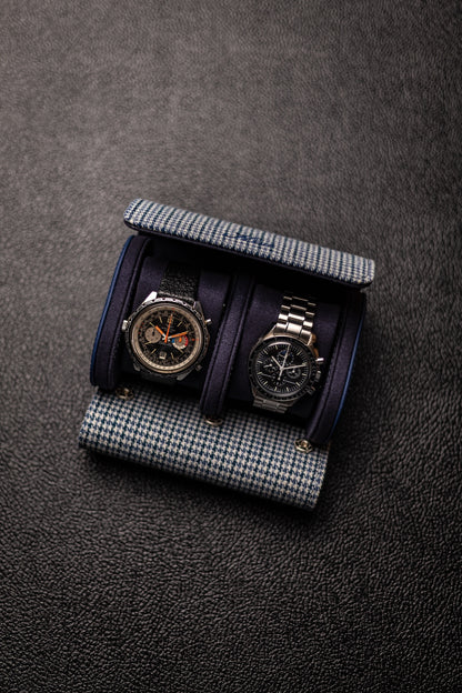 KRUK Grey/Blue Pepita 2-Watch Case
