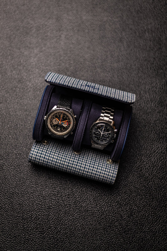 KRUK Grey/Blue Pepita 2-Watch Case