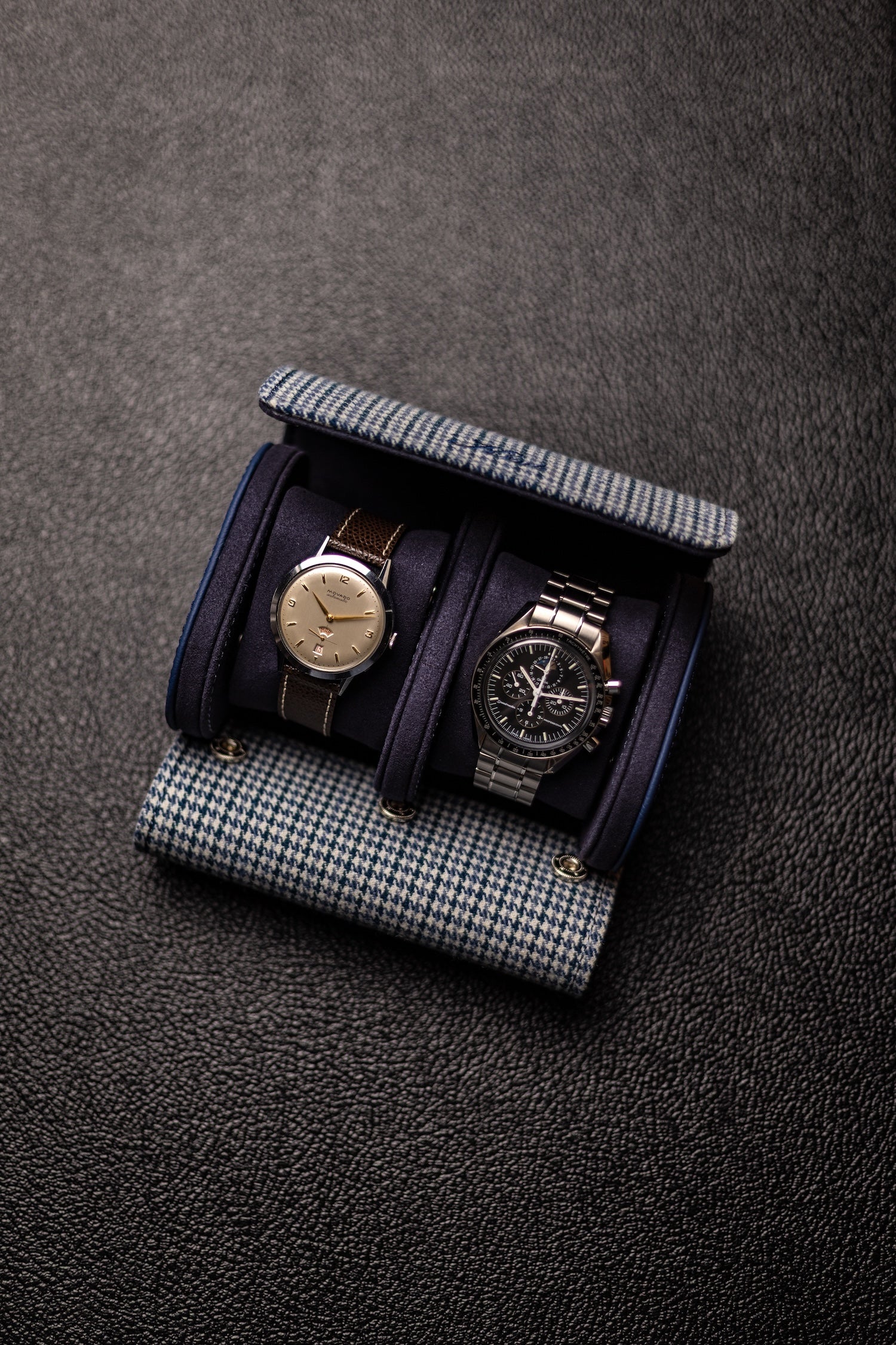 KRUK Grey/Blue Pepita 2-Watch Case
