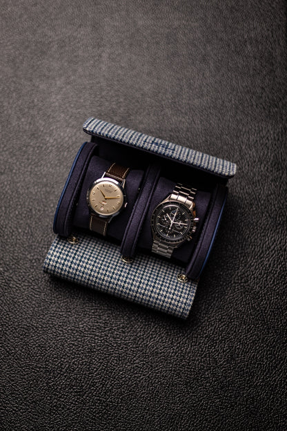 KRUK Grey/Blue Pepita 2-Watch Case