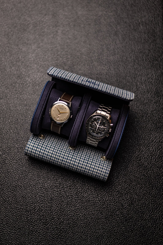 KRUK Grey/Blue Pepita 2-Watch Case