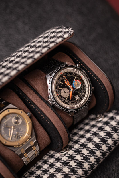 KRUK Black/White Pepita with Chocolate 3-Watch Case