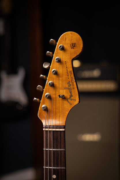 Fender Custom Shop 1963 Stratocaster Electric Guitar - Surf Green over 3-color Sunburst, Super Heavy Relic