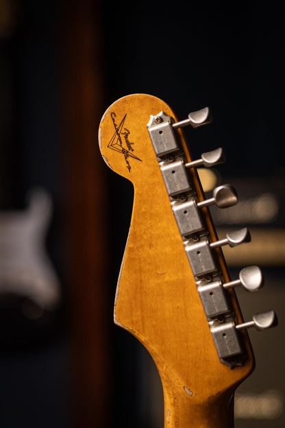 Fender Custom Shop 1963 Stratocaster Electric Guitar - Surf Green over 3-color Sunburst, Super Heavy Relic