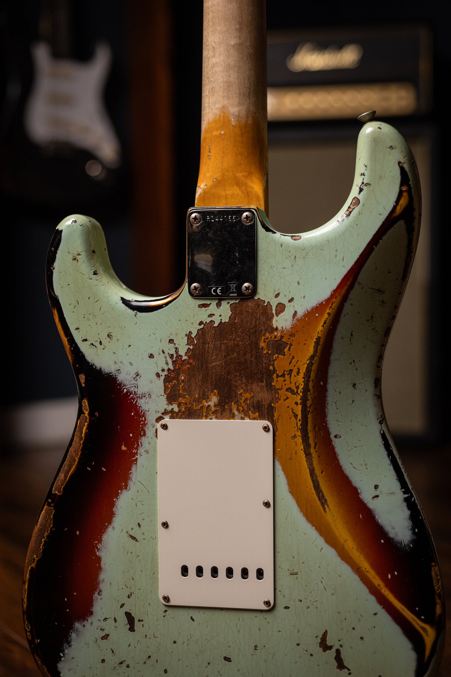 Fender Custom Shop 1963 Stratocaster Electric Guitar - Surf Green over 3-color Sunburst, Super Heavy Relic