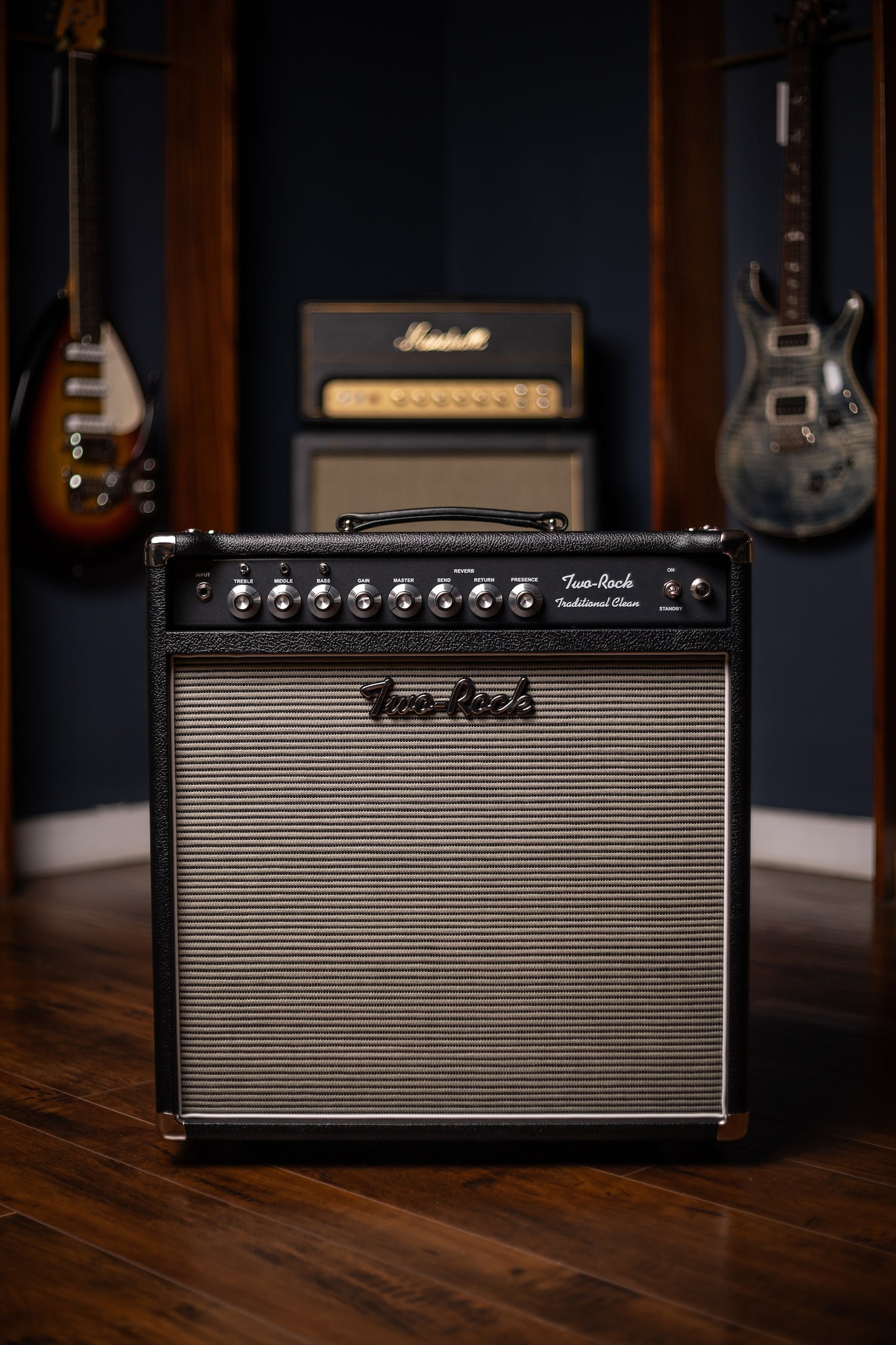 IN STOCK! Two-Rock Traditional Clean 100 Watt 1x12” Tube Combo Amp - Black Bronco, Blues Breaker Cloth, White Piping
