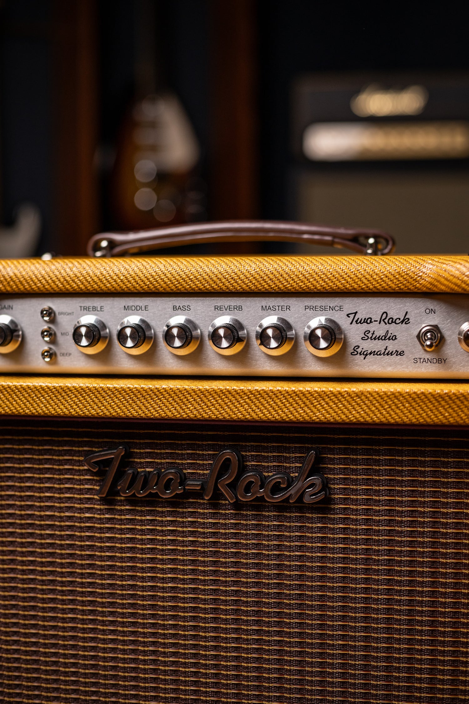 IN STOCK! Two-Rock Studio Signature 35 Watt Combo Amp - Lacquered Amber Tweed, Oxblood Stripe Cloth, Maroon Piping
