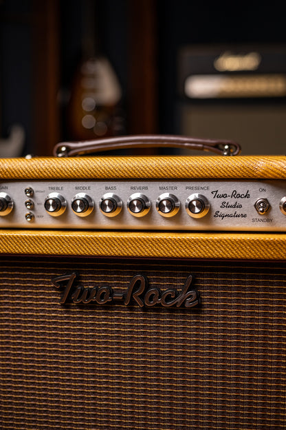 IN STOCK! Two-Rock Studio Signature 35 Watt Combo Amp - Lacquered Amber Tweed, Oxblood Stripe Cloth, Maroon Piping