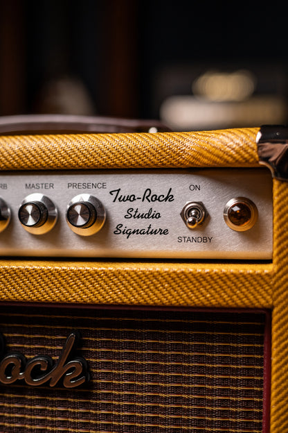 IN STOCK! Two-Rock Studio Signature 35 Watt Combo Amp - Lacquered Amber Tweed, Oxblood Stripe Cloth, Maroon Piping