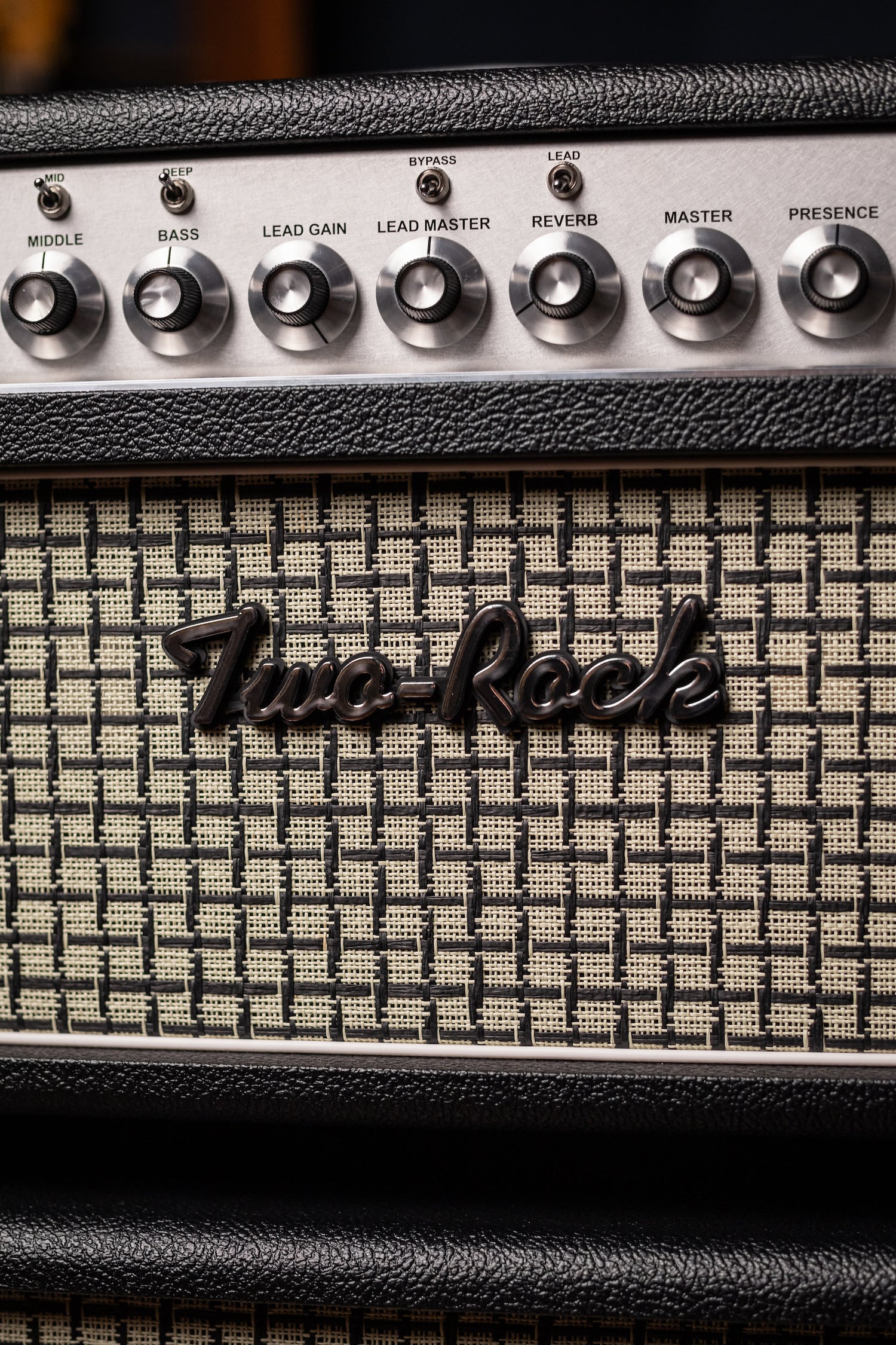 IN-STOCK! - Two-Rock Bloomfield Drive 100/50w Tube Head and Cabinet - Black Bronco Tolex, Large Checked Cloth, White Piping