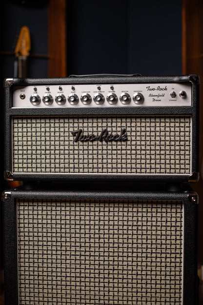 IN-STOCK! - Two-Rock Bloomfield Drive 100/50w Tube Head and Cabinet - Black Bronco Tolex, Large Checked Cloth, White Piping
