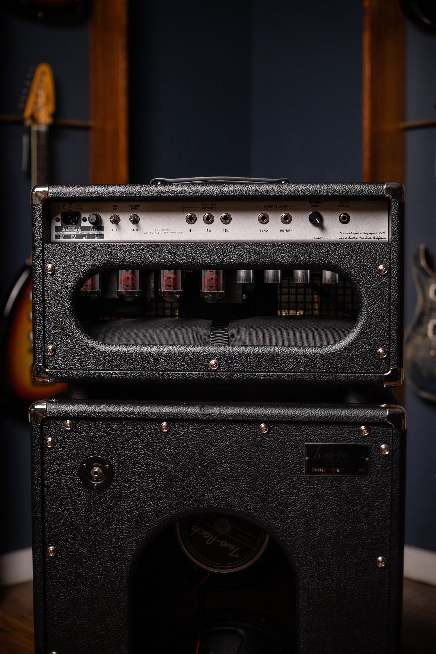 IN-STOCK! - Two-Rock Bloomfield Drive 100/50w Tube Head and Cabinet - Black Bronco Tolex, Large Checked Cloth, White Piping