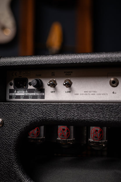 IN-STOCK! - Two-Rock Bloomfield Drive 100/50w Tube Head and Cabinet - Black Bronco Tolex, Large Checked Cloth, White Piping