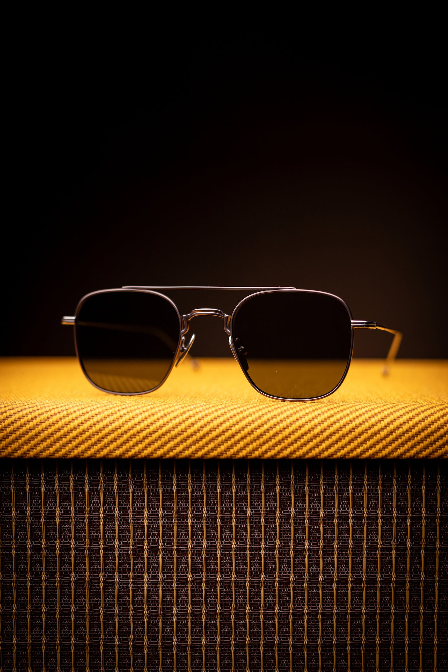 Johann Wolff Sunglasses - Flieger in Gun Metal w/ Green Lenses