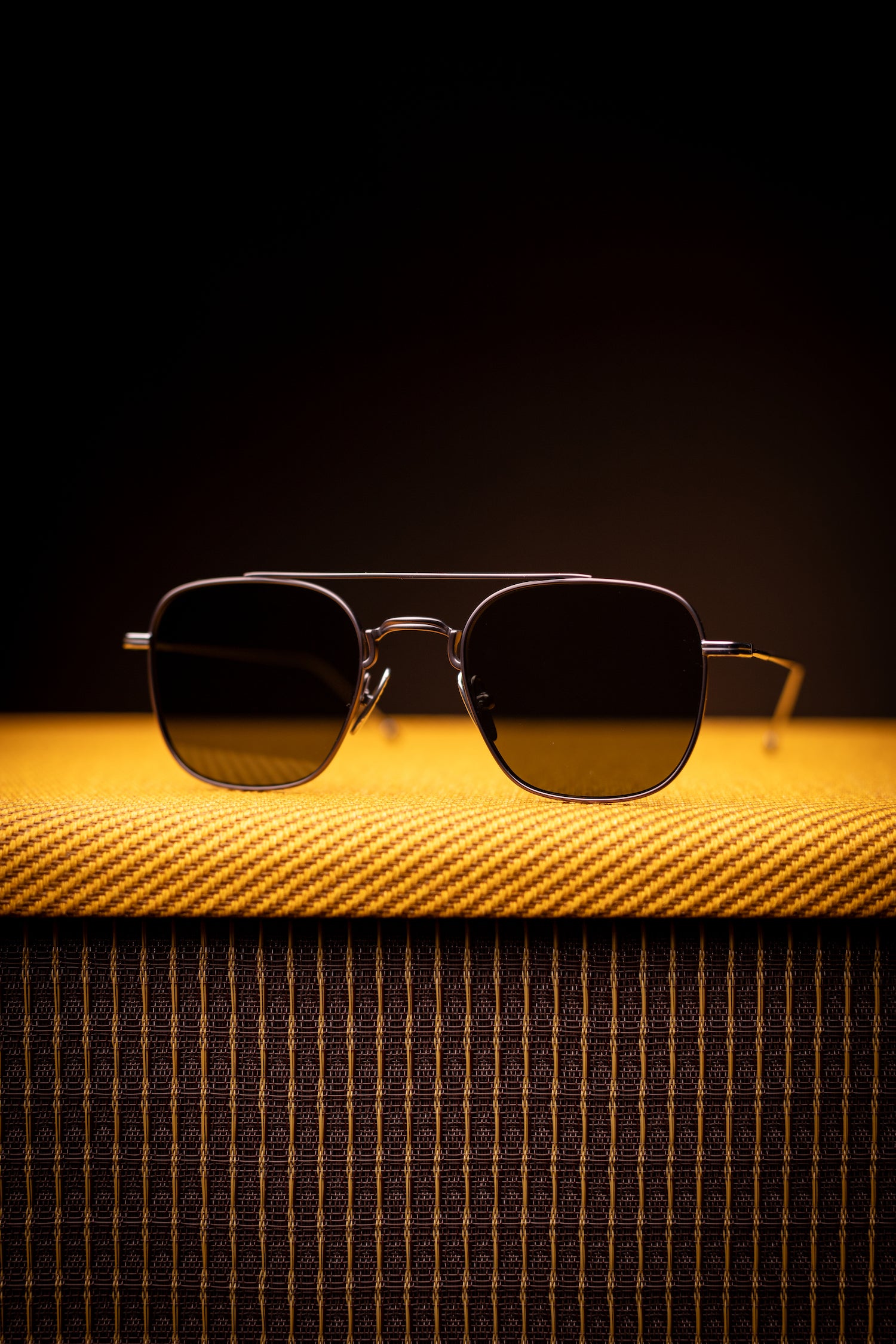 Johann Wolff Sunglasses - Flieger in Gun Metal w/ Green Lenses