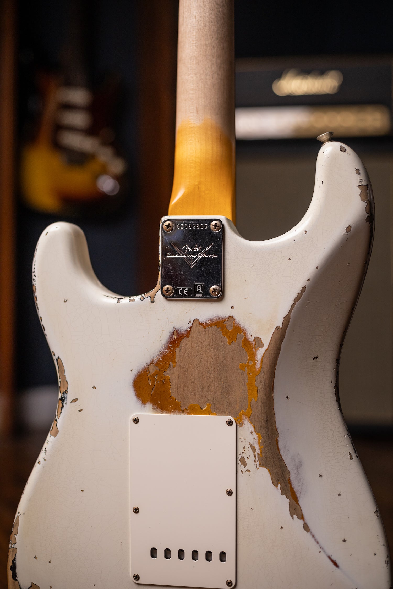 Fender Custom Shop 1960 Stratocaster Heavy Relic Electric Guitar - Aged Olympic White over 3-Color Sunburst