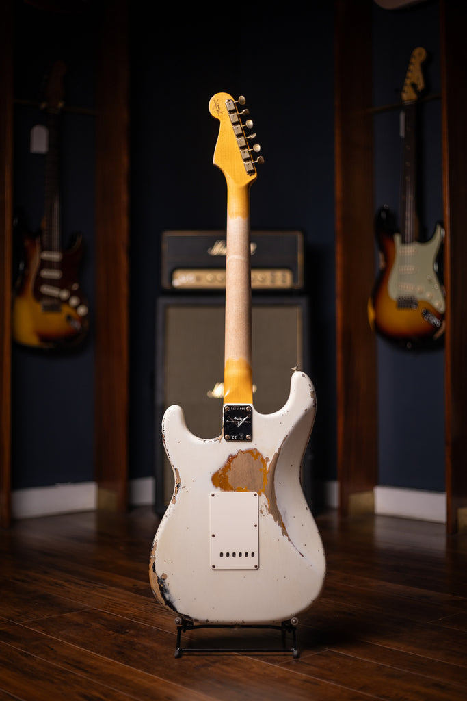 Fender Custom Shop 1960 Stratocaster Heavy Relic Electric Guitar - Aged Olympic White over 3-Color Sunburst