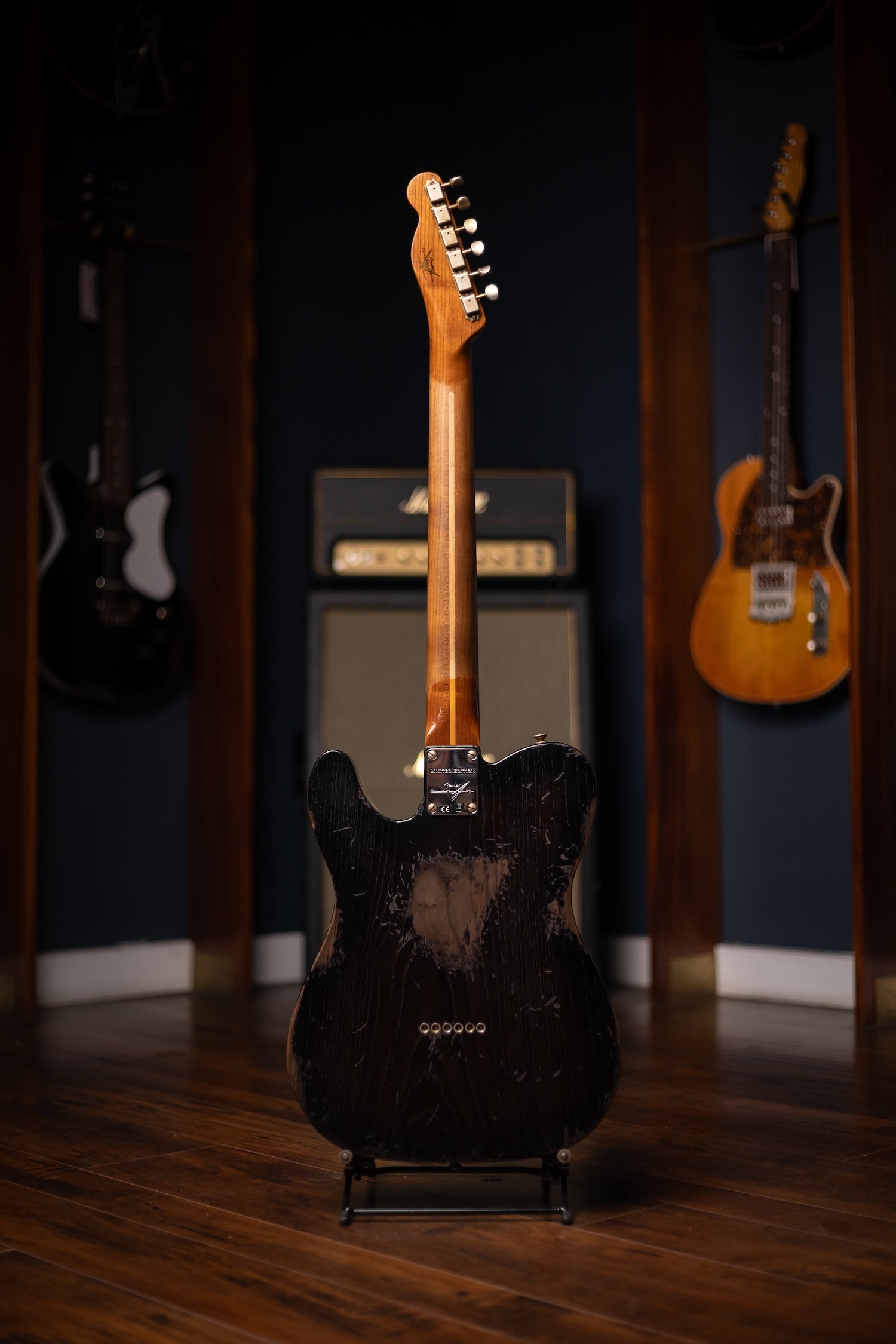 Fender Limited Edition Roasted Reverse '50s Telecaster Heavy Relic, 1-Piece Roasted Quartersawn Maple Neck Electric Guitar - Ebony Transparent (Copy)