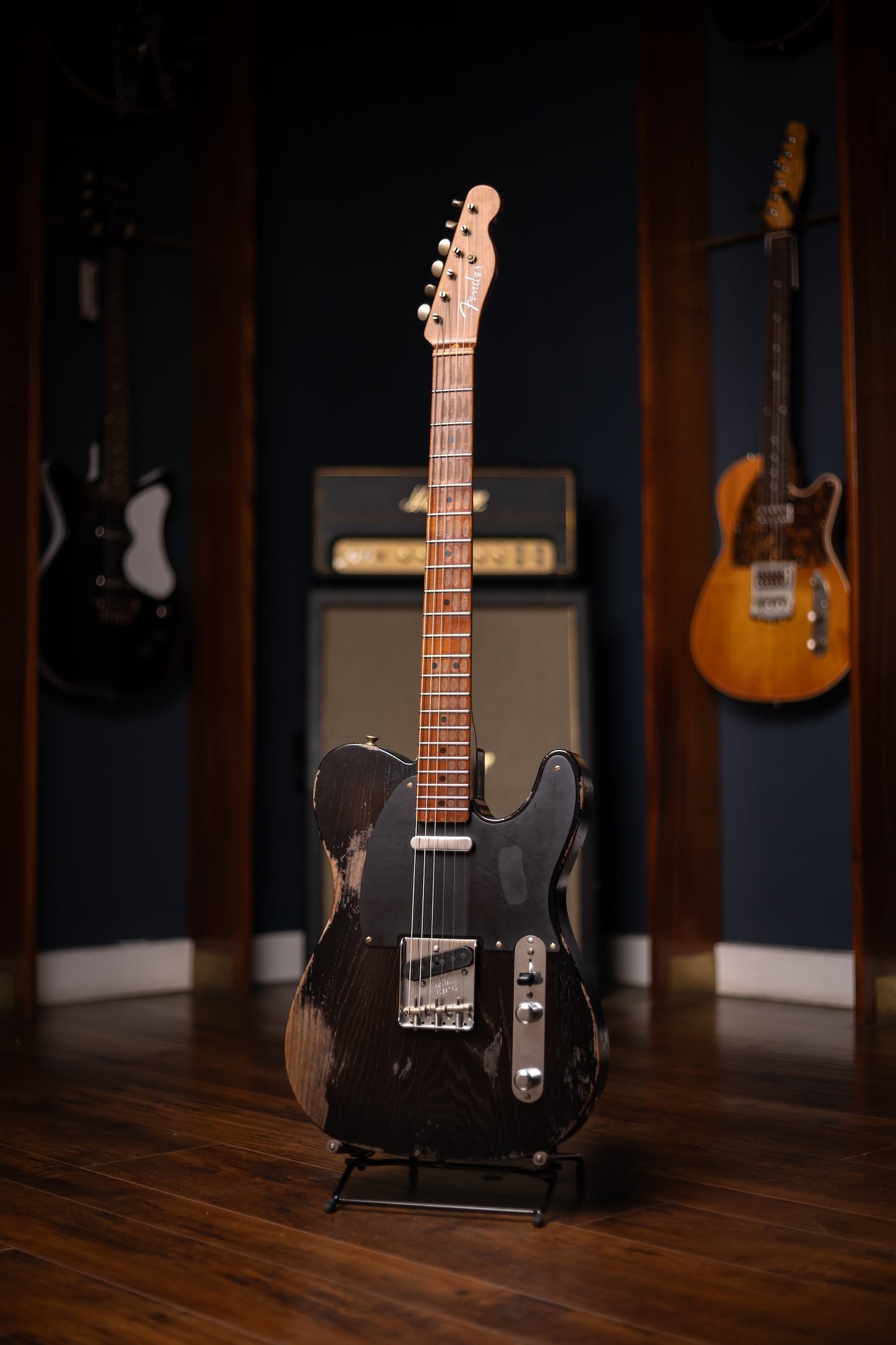 Fender Limited Edition Roasted Reverse '50s Telecaster Heavy Relic, 1-Piece Roasted Quartersawn Maple Neck Electric Guitar - Ebony Transparent (Copy)