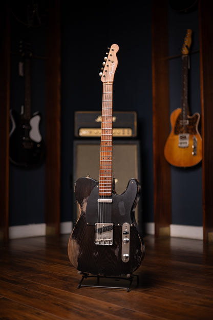 Fender Limited Edition Roasted Reverse '50s Telecaster Heavy Relic, 1-Piece Roasted Quartersawn Maple Neck Electric Guitar - Ebony Transparent (Copy)