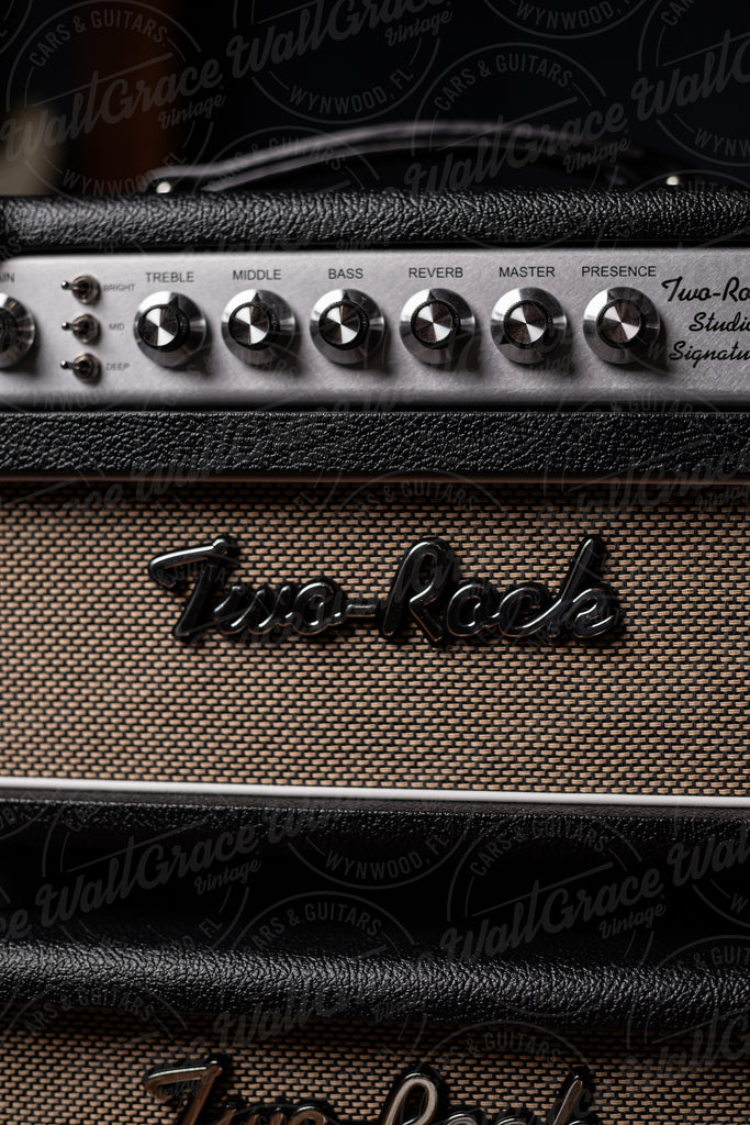 IN STOCK! Two-Rock Studio Signature 35 Watt Tube Head and 12-65B 1x12 Extension Cabinet - Black Levant, Aged British Style Black & Tan Grill, White Piping, Silver Knobs